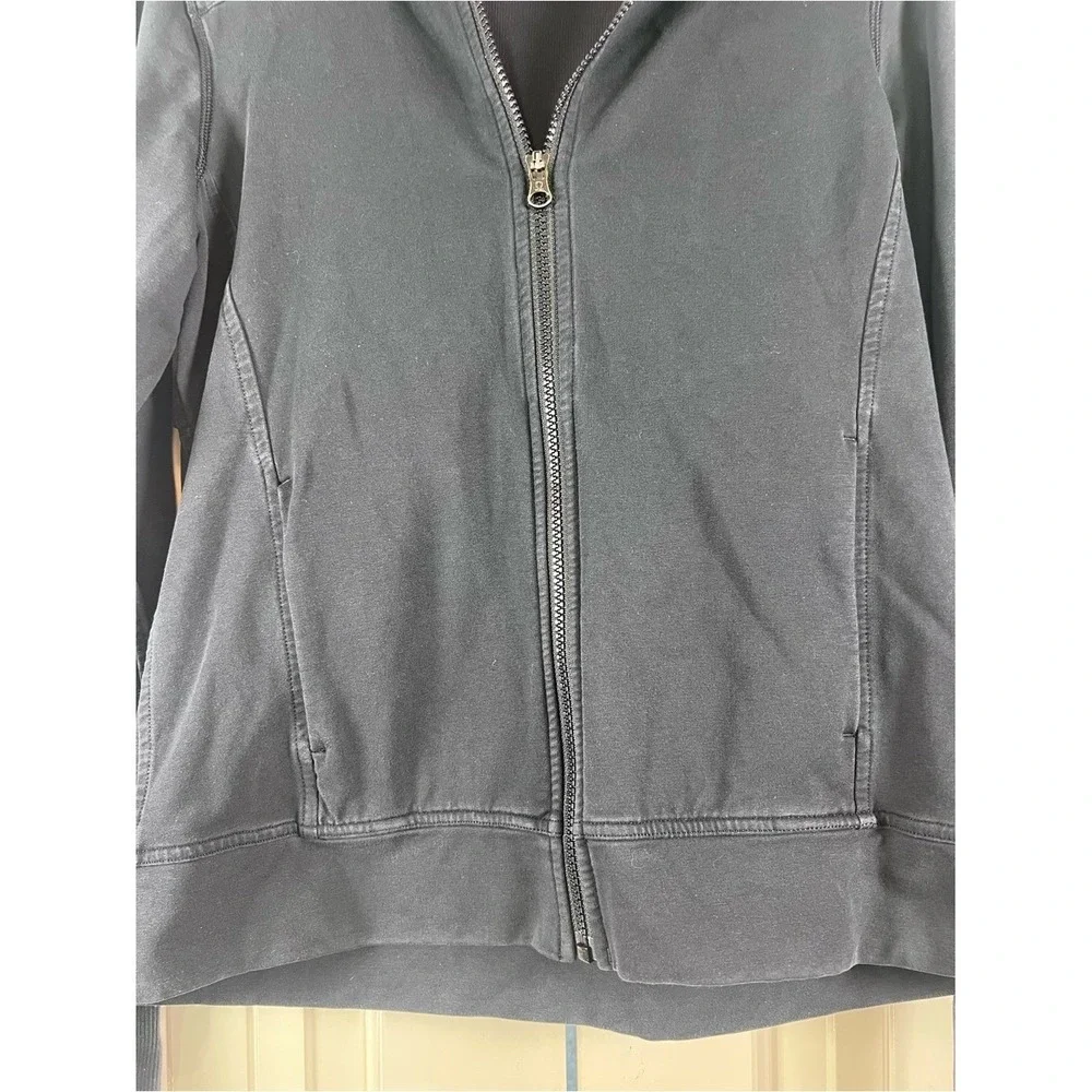 Lululemon Full Zip Hooded‎ Jacket Black Gray Vented Back Fleece Hoodie Size 4